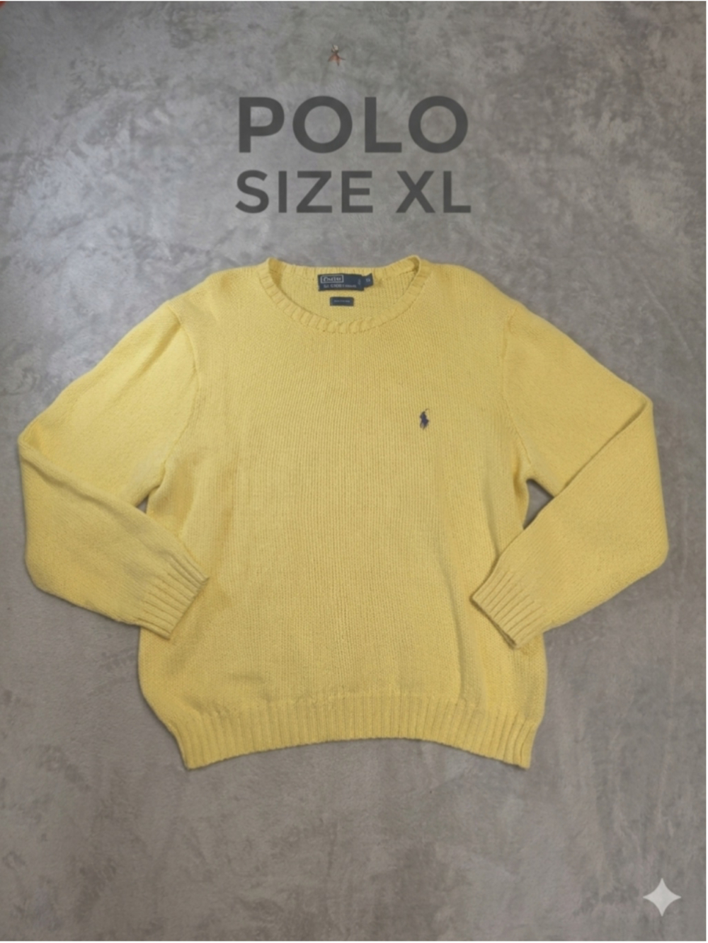 Polo Ralph Lauren Men's XL Yellow Cotton Knit Crewneck Sweater Pullover VTG